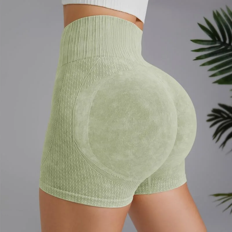 Sand Washing Sports Women Seamless Slim Leggings High Waist Butt Liftting Fitness Shorts Running Cycling Three Point Pants