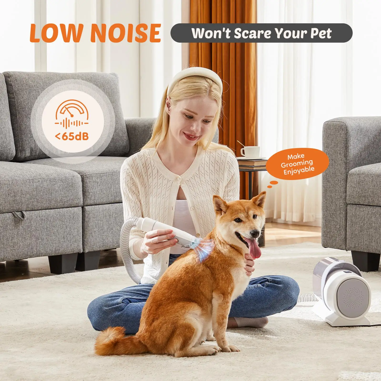 Professional Pet Grooming Vacuum Kit Cordless Low Noise Dog Clippers Quiet Electric Trimmer Shedding Brush Pet Hair Vacuum Cleaner 5 Tools for Cats Dogs Hair Removal Suction Machine view 3