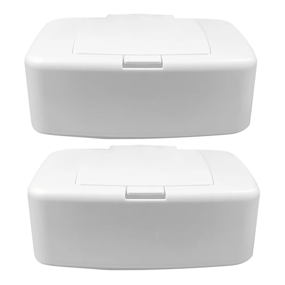 

2 Pcs Wet Wipes Storage Box Household Holder Case Bathroom Dispenser Small Plastic Baby Container Push Button