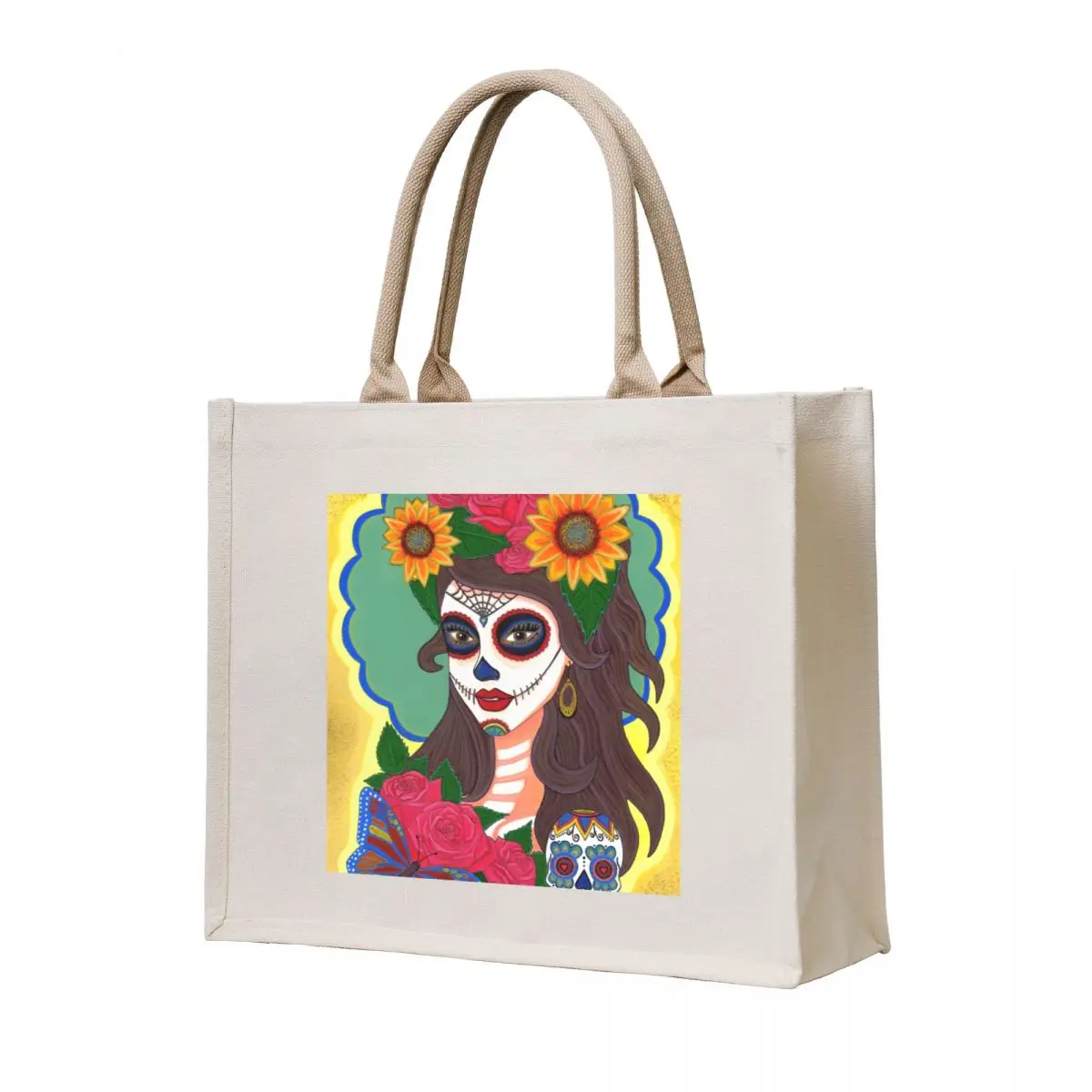 

Sugar Skull Girl Tote Bag tote bags aesthetic Big bag Shopper handbag Lady bags