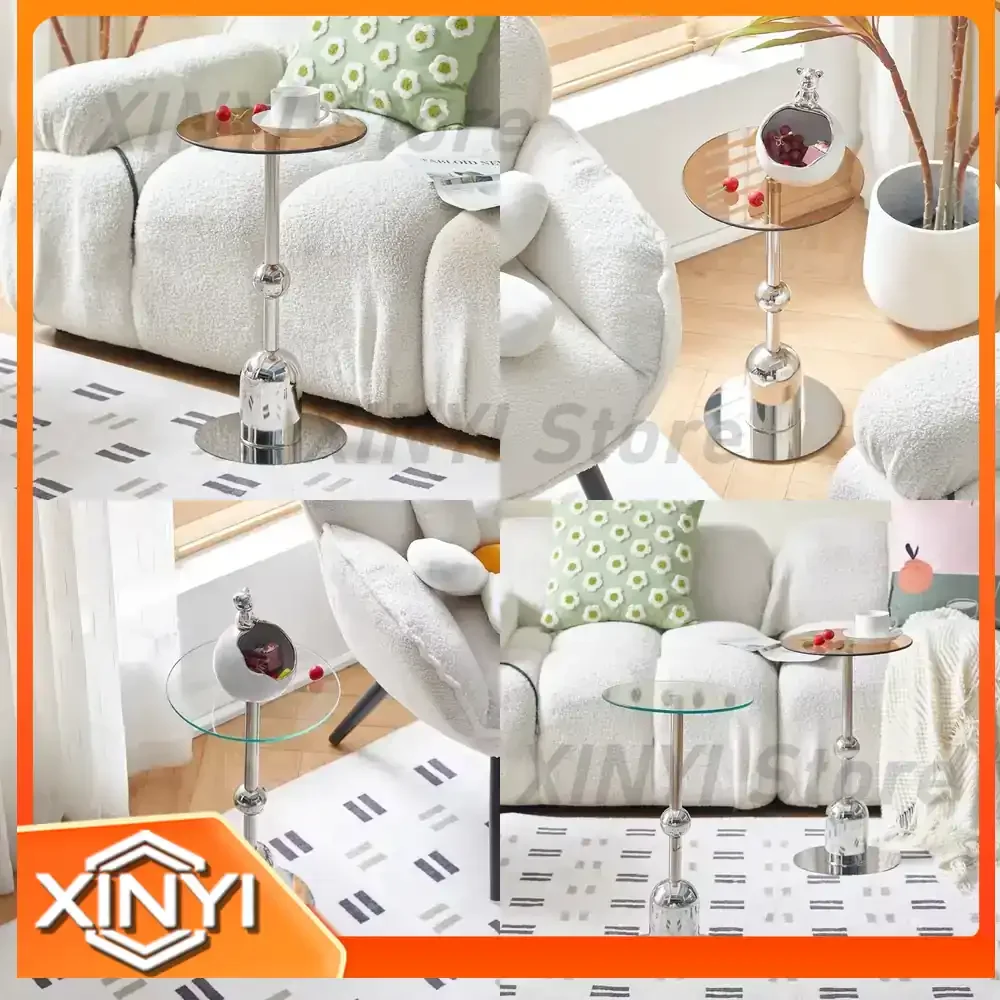Light Luxury Circular Edge Table for Small Unit Sofa Small Tea Table Bedside Household Italian Stainless Steel Floor Corner