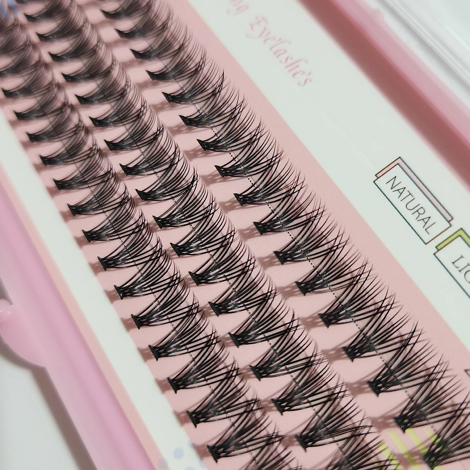 10 Cajas de Pestañas Postizas de Visón Falso 20D 0.07mm Rizo C 8-14mm Mezcla Natural Extensiones de Pestañas, 60 Racimos/Caja Individual 3