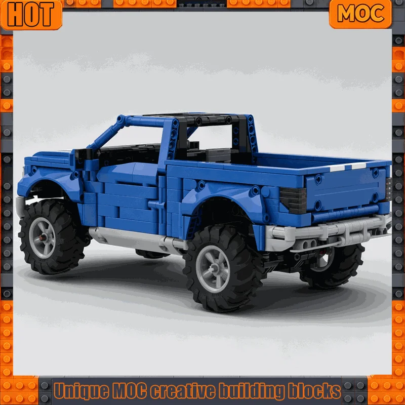 982PCS MOC Blue Off Road Pickup Truck Model Building Blocks DIY Assembly Educational Creative Collection Display Festival Gift