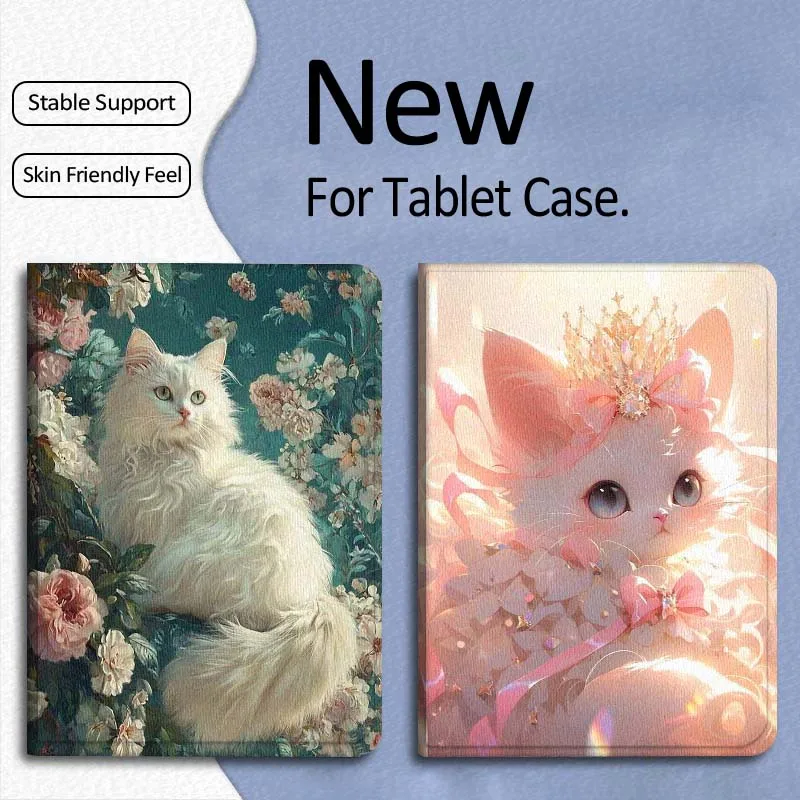 

Cartoon Flower Art Cat For Xiaomi Mi Pad Mini 4 5 6 7 SE Pro Plus Redmi Pad 2 SE 2025 8.8 11 Foldable Tablet Case Gift