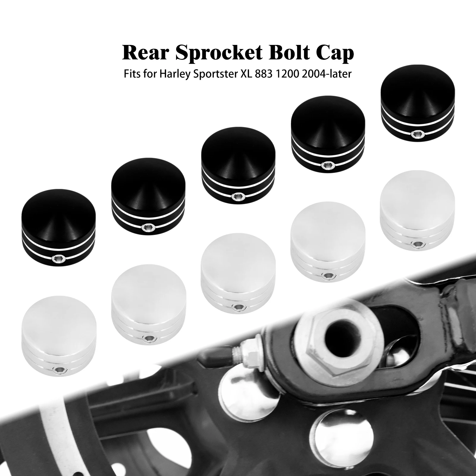 Rear Sprocket Flat Bolt Cap Cover Kit For Harley Sportster 883 XL1200 Touring Road King 14-22 Softail Breakout Fatboy 1993-2017