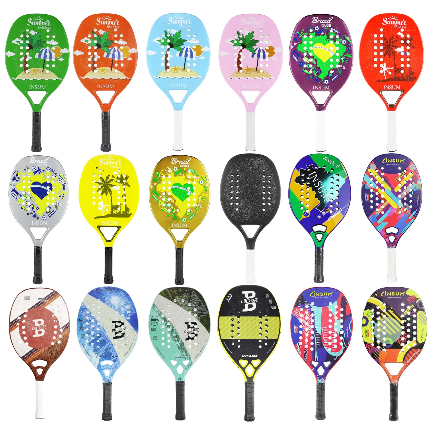 

INSUM Beach Tennis Racket EVA Soft Full Carbon Fiber Sand Grit Surface for Men Women with Wristband Beach Tennis Raquete