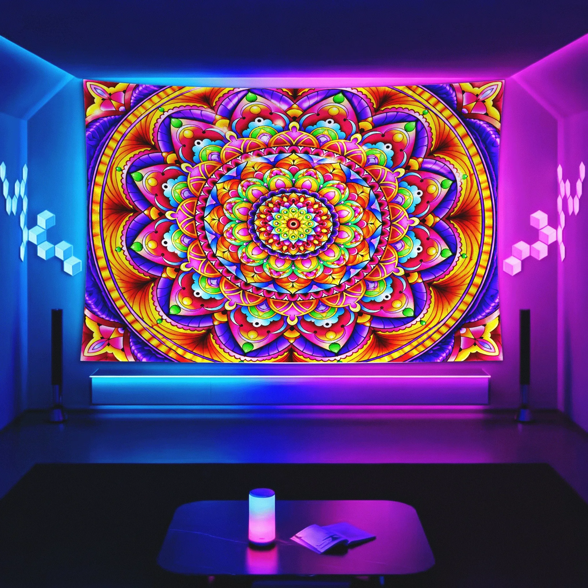 Large Mandala Tapestry Boho Wall Hanging Ethnic Indian Bohemian Decor Polyester Print Spiritual Chakra Colorful Vibrant Art for