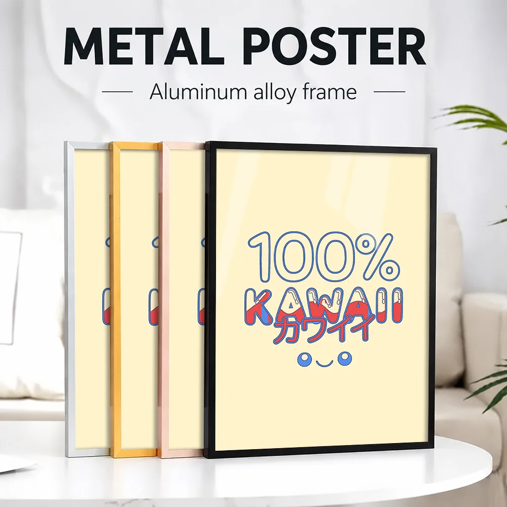 100 Percent Kawaii Typography Framed Aluminum Metal Poster Customized Photo Dynamic Visual Style Wall Art For Bedroom Fan Gift