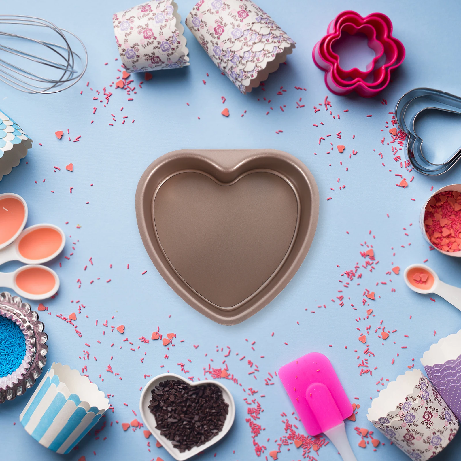 

Heart Shaped Cake Mold 6 Inch Golden Live Bottom Baking Pan for Wedding Party Kitchen Use Easy Demould Smooth Surface Stainless