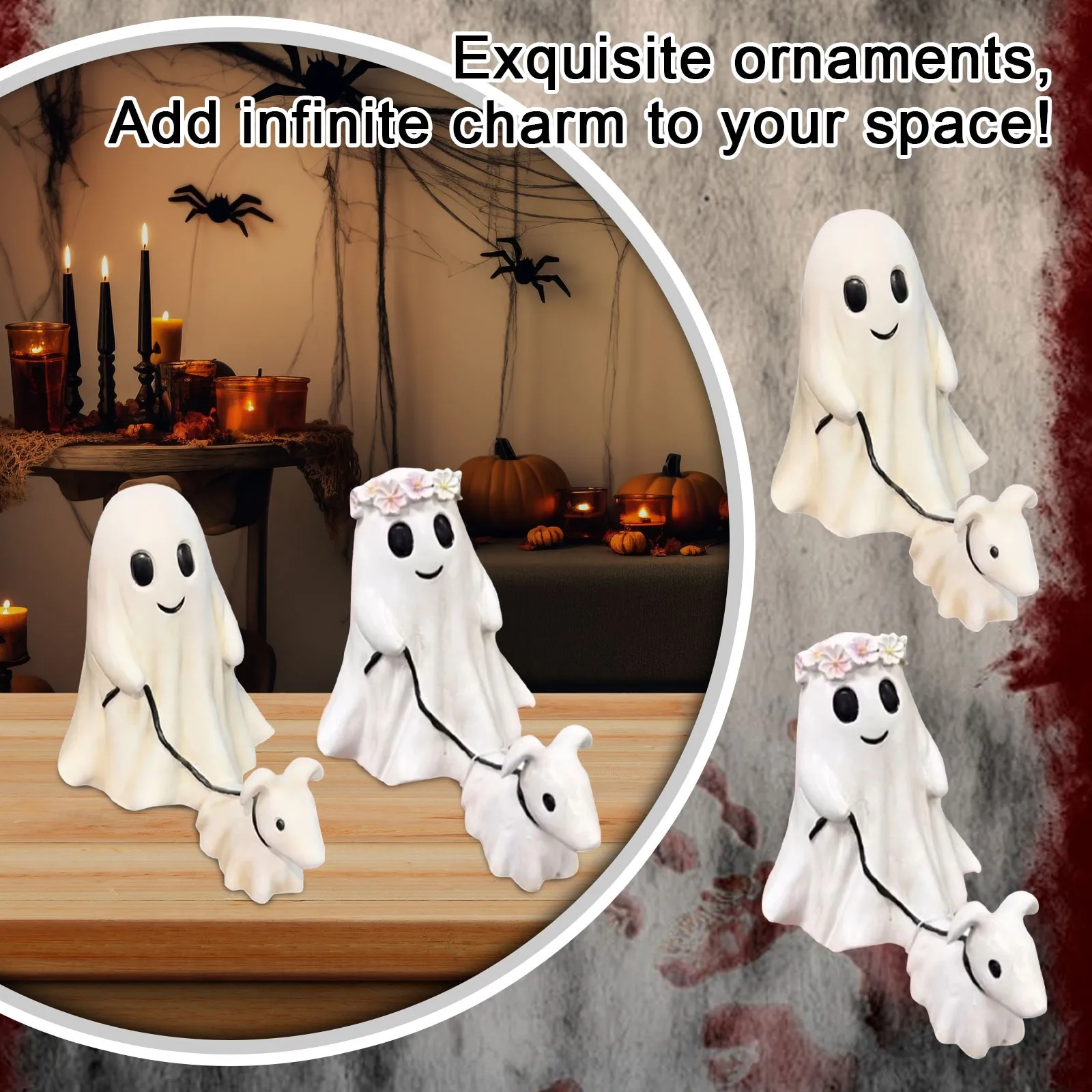 

Ghost Walking Ghost Walking Dog Statue Halloween Ghost Decor Indoor Outdoor Spooky Ghost Dog Halloween Figurine Ghost Dog