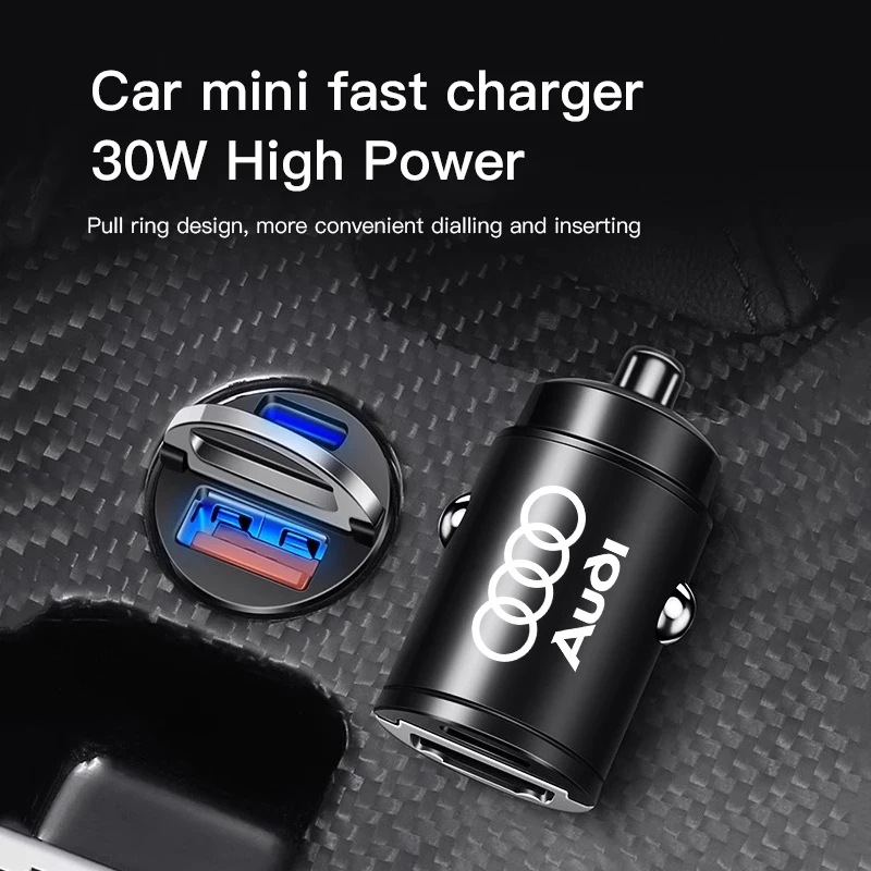 Car Charger Type C Fast Charging USB Ports Adapter For Audi Quattro Sline A3 A4 A6 A5 Q5 A1 Q7 Q3 Q2 Q8 A7 A8 TT S1 SQ5 RSQ3