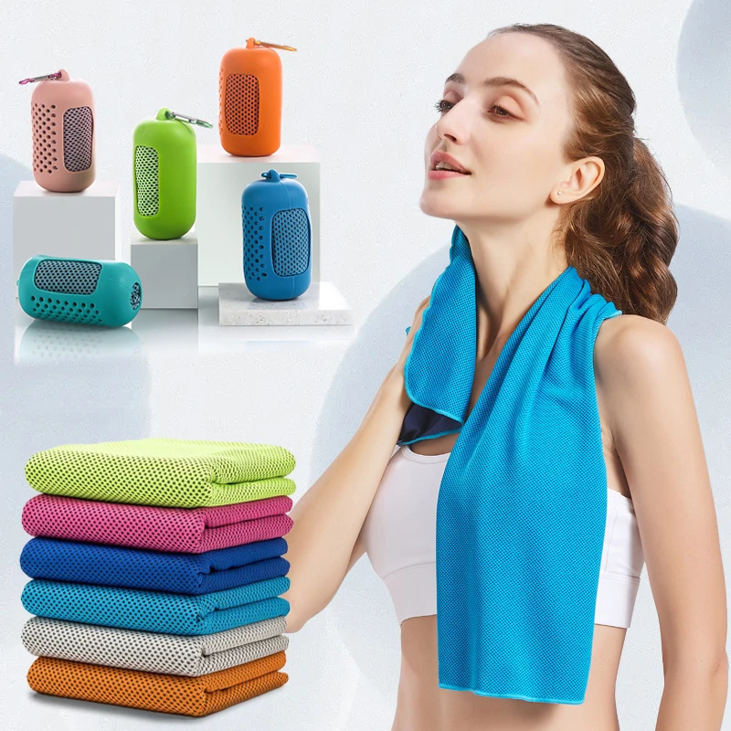 Portable Mini Silica Gel Set Cold Towel Soft Breathable Chilly Sweat Absorption Cold Towel Sports Running Yoga Gym Club