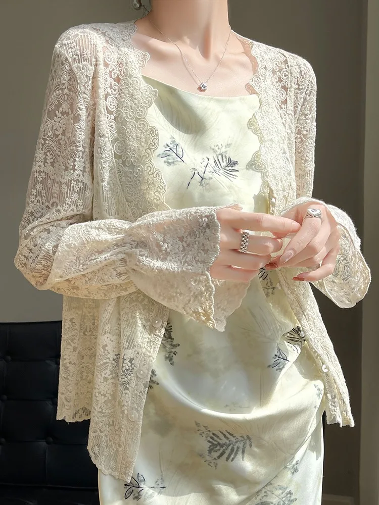 

V-Ne Long Sve Lace irt Женская внутренняя одежда ort Sle Весна Лето Новое поступление Ele Base Layer Top