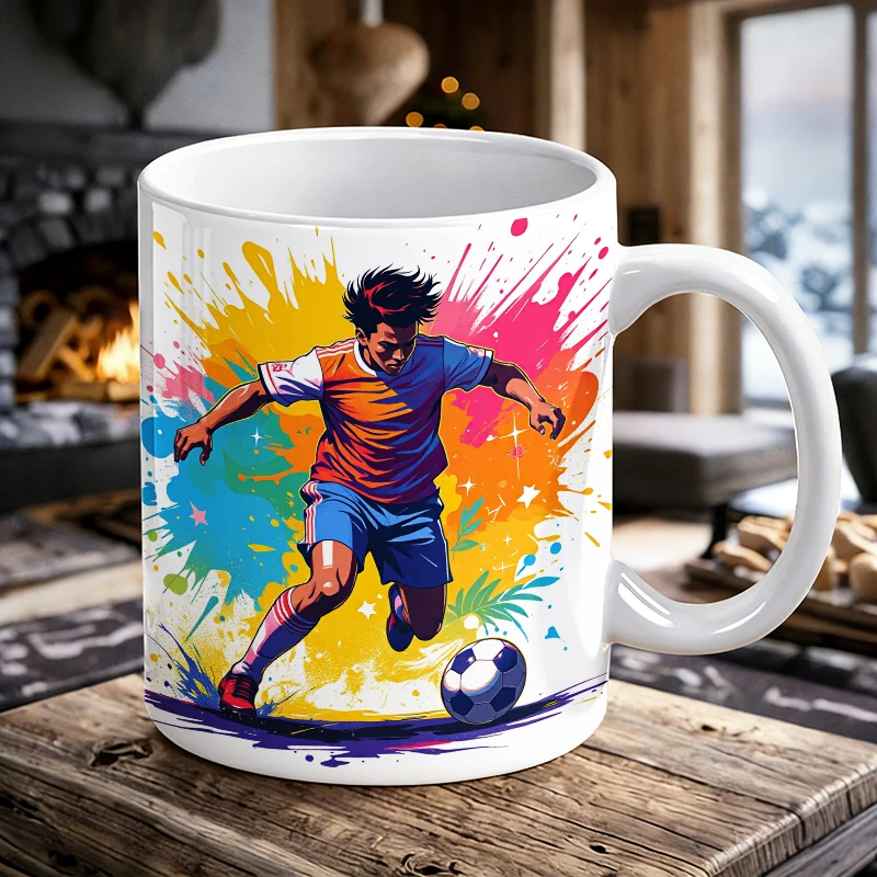 

Colorful Soccer Player in Action Mug Coffee Cup Ceramic Cup with a bottle opener function of 2026 Major Football Event