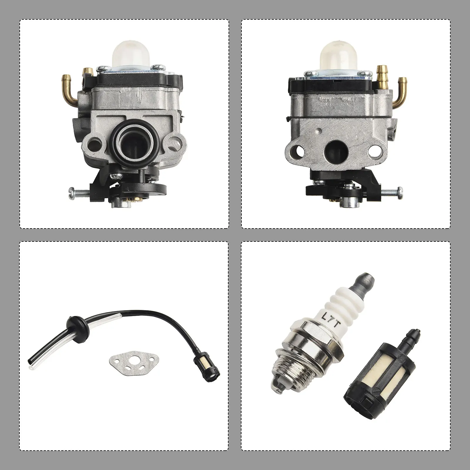 TBC-225 TBC-225C TBC-230B Trimmer Carburetor Replacement Part 6690512 with Fuel Line Kit Two Bulbs and One Washer