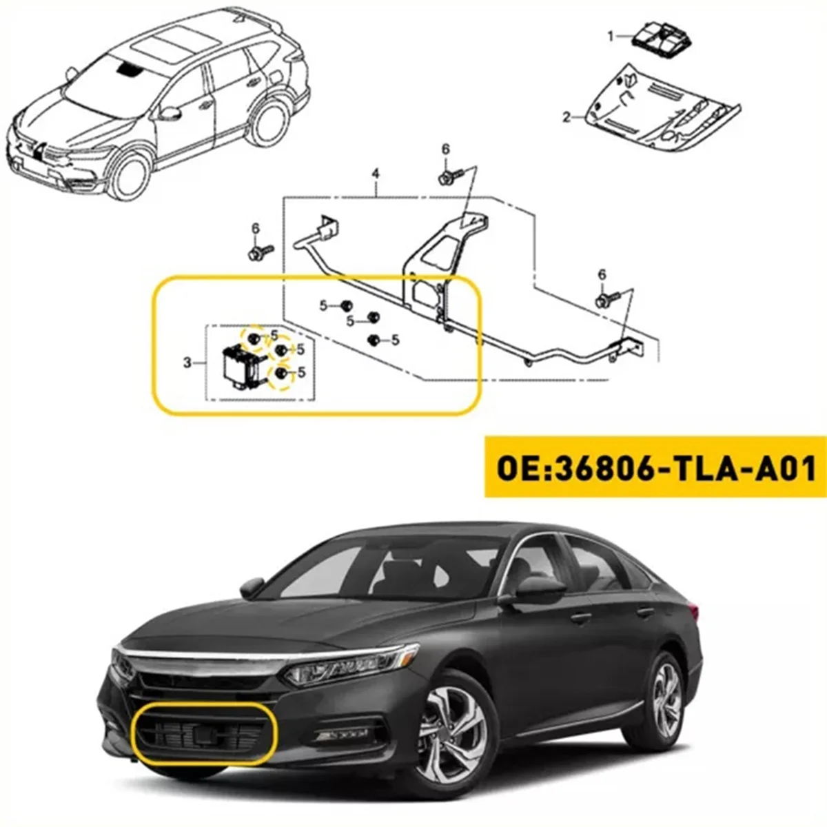 6 Pcs ACC Radar Alignment Mounting Clips Buckle for Honda Civic Accord CR-V Interior Accessories 36806-TLA-A01