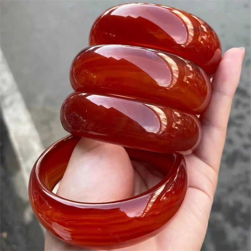 Jia Le/ Natural Brazil Ultra Wide Red Agate Bangle Accessories for Women Fine Jewelry Banquet Party Bracelet Family Friends Gift