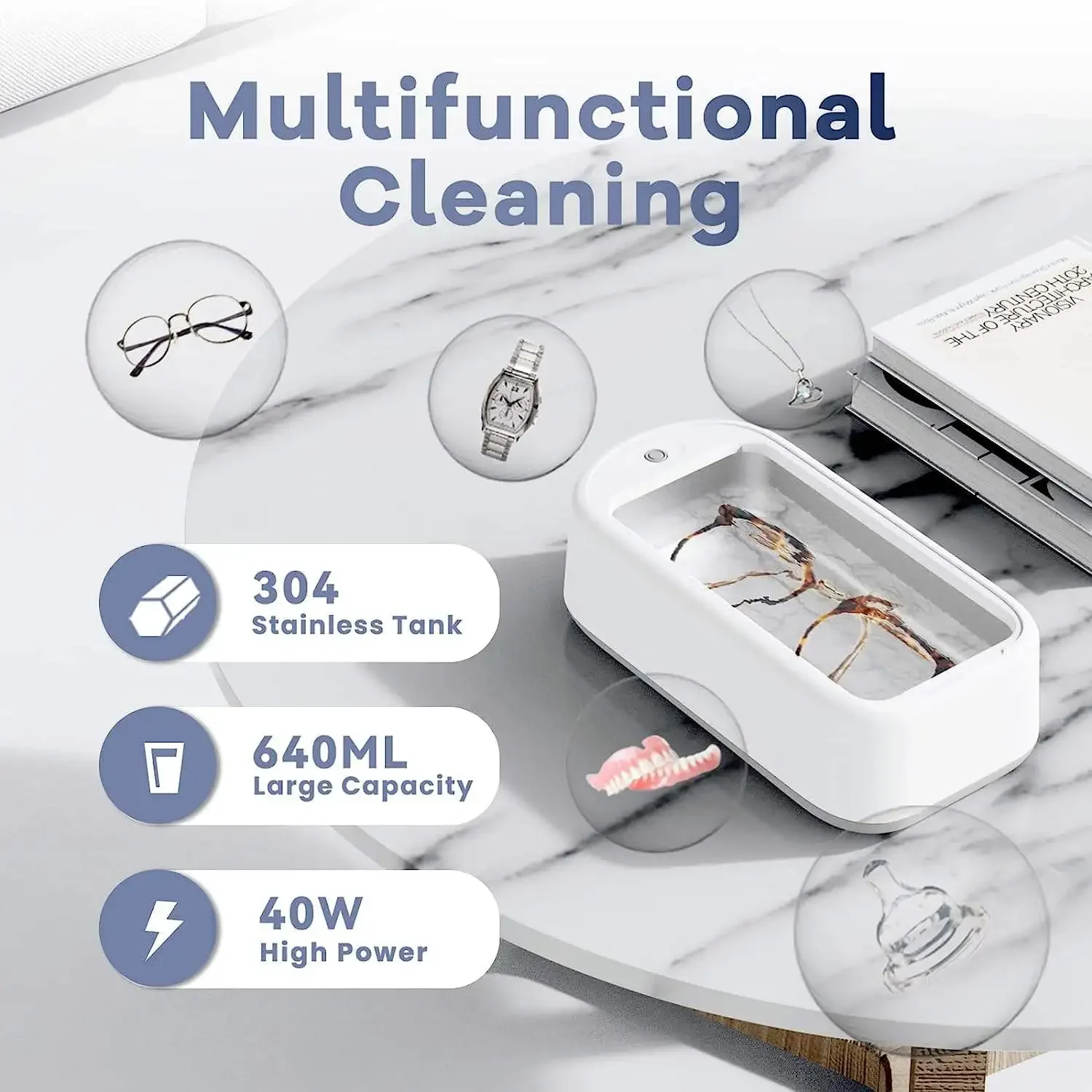 Portable High Frequency Vibration Ultrasonic Jewelry Cleaner Machine Mini Ultrasonic Cleaning