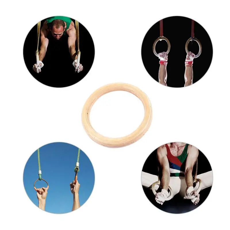 32/28mm Birch Fitness Rings Gymnastics Wooden Adjustable Exercise Training Ring 28/32 MM Rings (Lifting Rope Is Not Included)