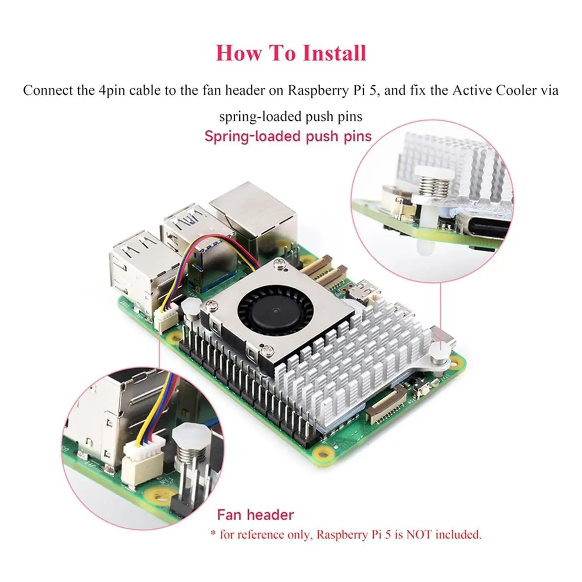 828 Mega Sale Cooling Fan for Raspberry Pi 5 Board with Aluminum Heat Sink