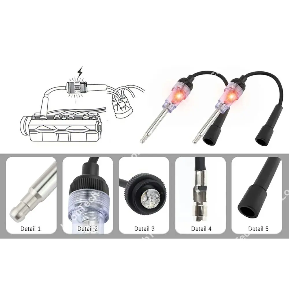 Probador de bujías con luces indicadoras Probador de chispas Motor pequeño para comprobar el sistema de encendido