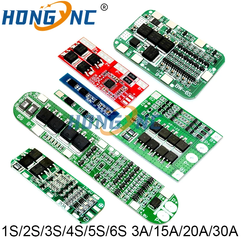 1S 2S 3S 4S 5S 6S 3A 15A 20A 30A Li-ion Lithium Battery 18650 Charger PCB BMS Protection Board For Drill Motor Lipo Cell Module