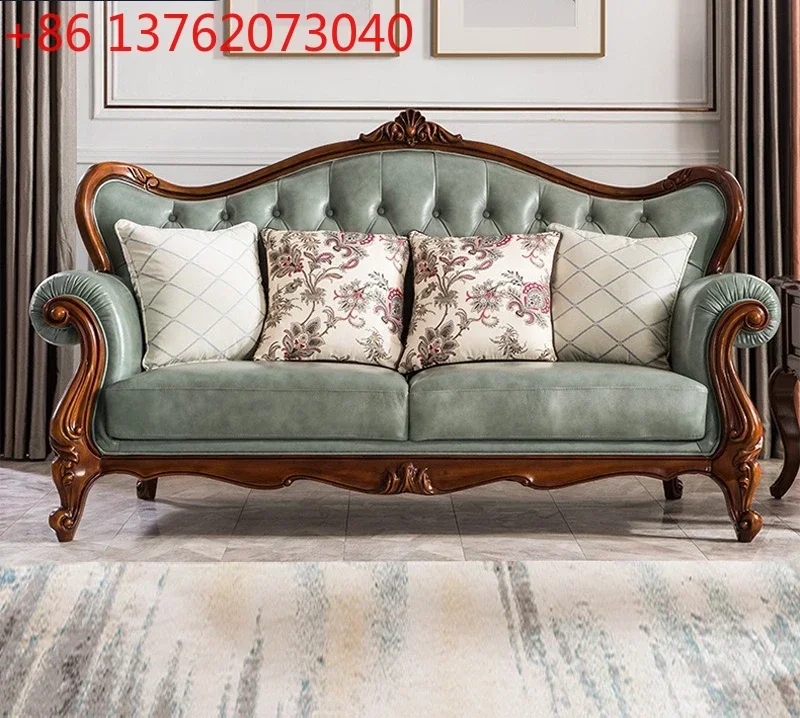 American leather sofa combination small apartment simple first-layer cowhide sofa