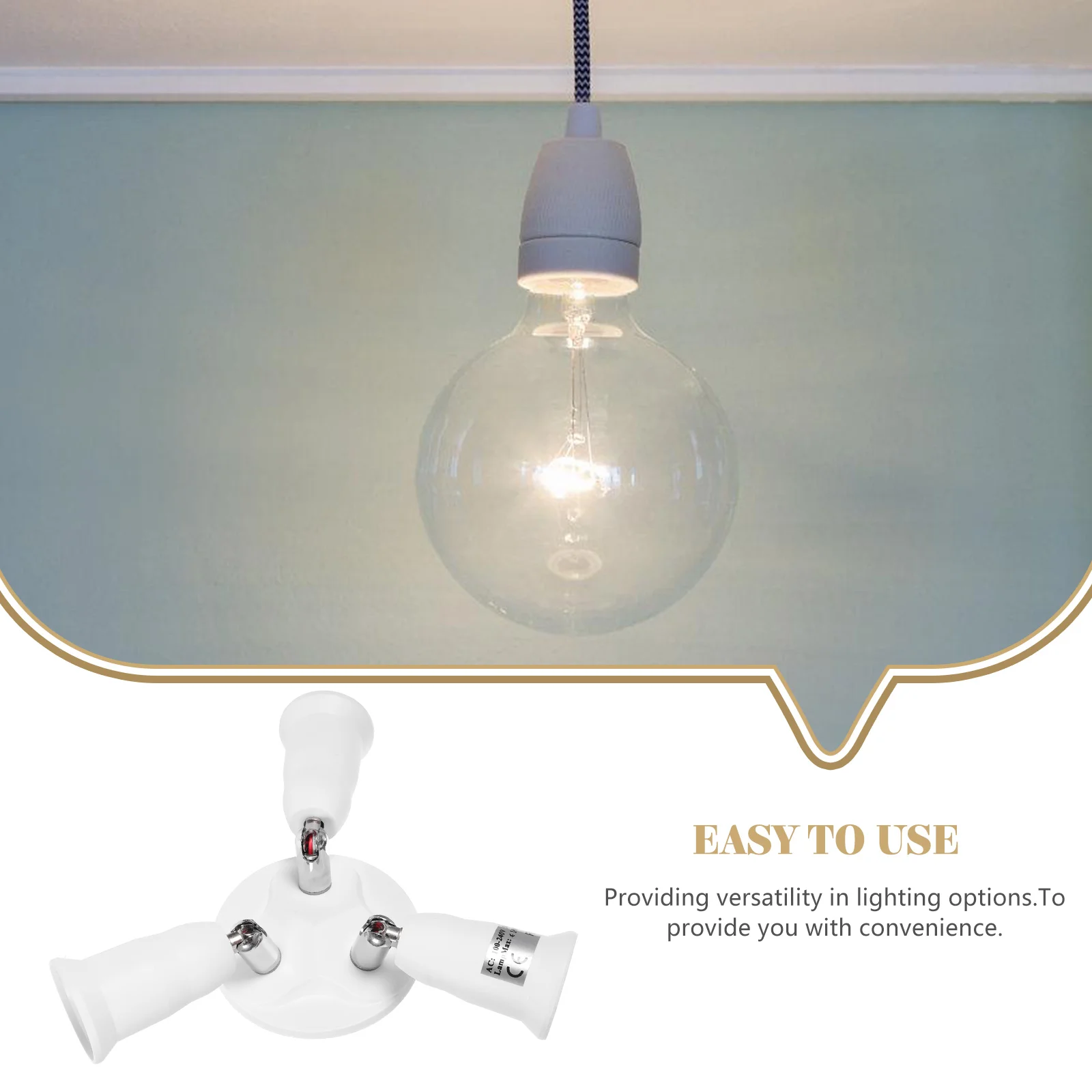 

Universal 360 Degree Rotating Lamp Holder E27 Base Socket Splitter for LED Bulbs CFL Inc Fireproof Heat Resistant