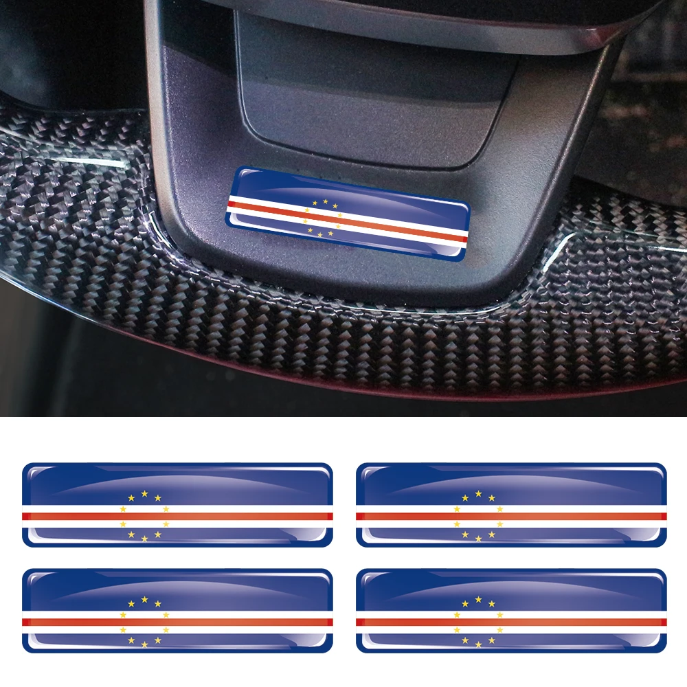 Cape Verde Flag 3D Epoxy Resin Decorate Car Sticker Car Window Buttons Steering Wheel Center Console Panel Motorcycle Fuel Tank