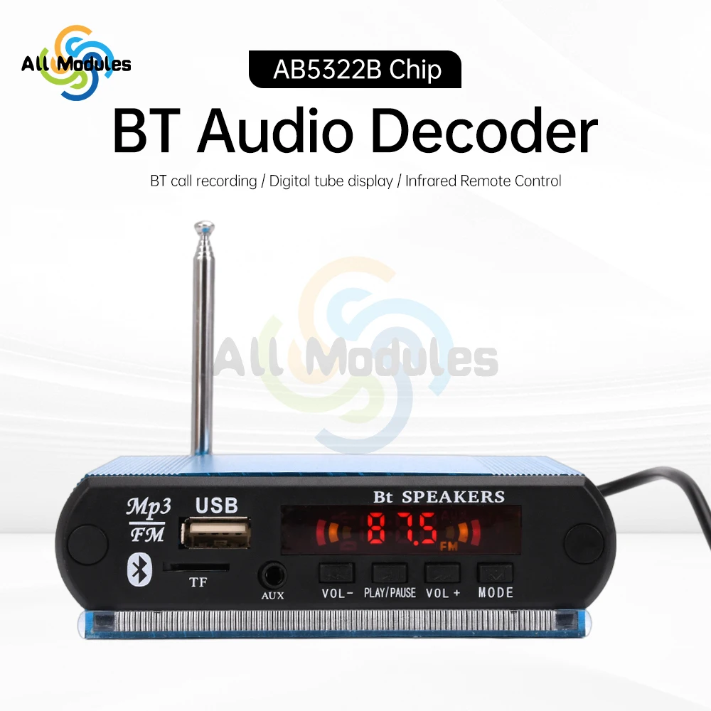 MP3 Decoder Bluetooth Module Car Speaker Decoder With Recording Support USB FM TP LINE IN Audio Module DAC Car Kit