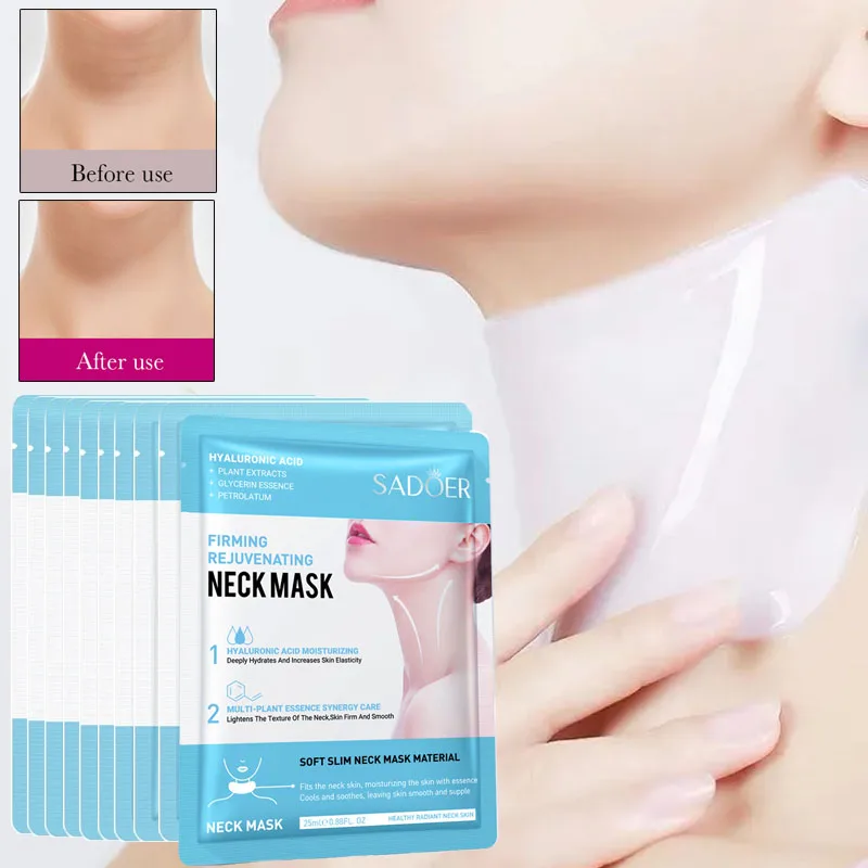 

10pcs Hyaluronic Acid Collagen Neck Mask Firming Masks for Neck Nourishing Brighten Beauty Moisturizing Hydrating Skin Care Tool