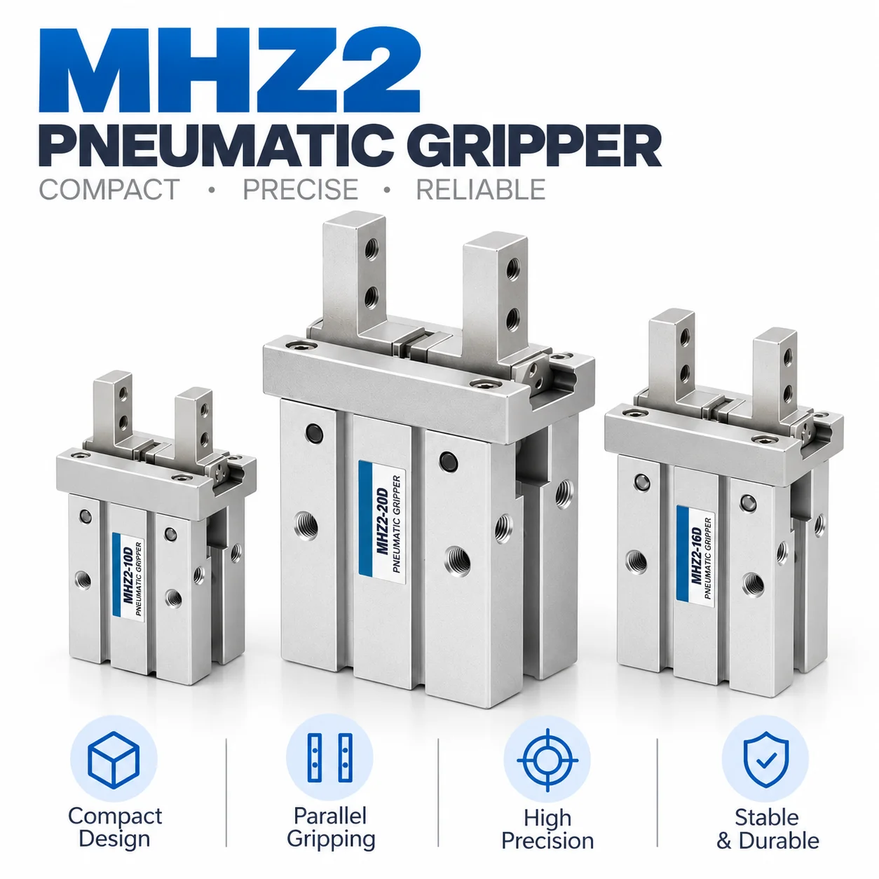 AFR Brand Air Pneumatic Parallel Gripper MHZ2-10D MHZ2-16D MHZ2-20D MHZ2-25D 32D 40D S C Aluminium Clamps Finger Cylinder