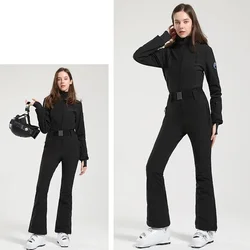 Women Ski Suit 2025 Slim Outdoor Snowboard Jacket Overalls Windproof Waterproof Warm Jumpsuit One-Piece Ski Set Winter Clothing