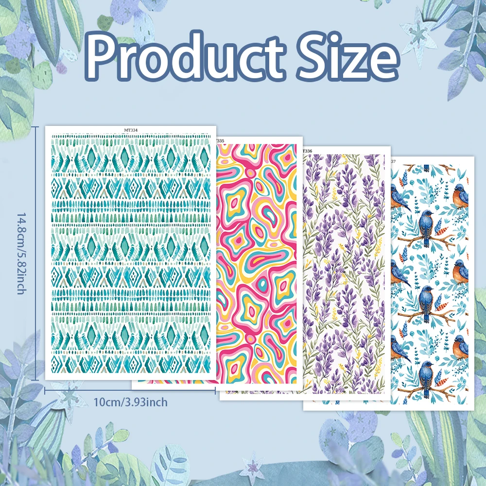 

National Style Abstract Pattern Floral Bird Polymer Clay Transfer Paper Stickers for Diy Jewelry Earrings Printing Paper Making