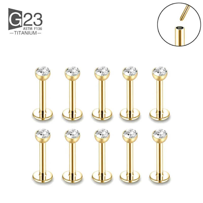10 Stück 20/18/16g G23 Titan Piercing CZ Lippen-Labret-Ohrringe Set Lippenstecker Ring Tragus Freier Spiral-Knorpel-Schmuck für Frauen – Detail 16