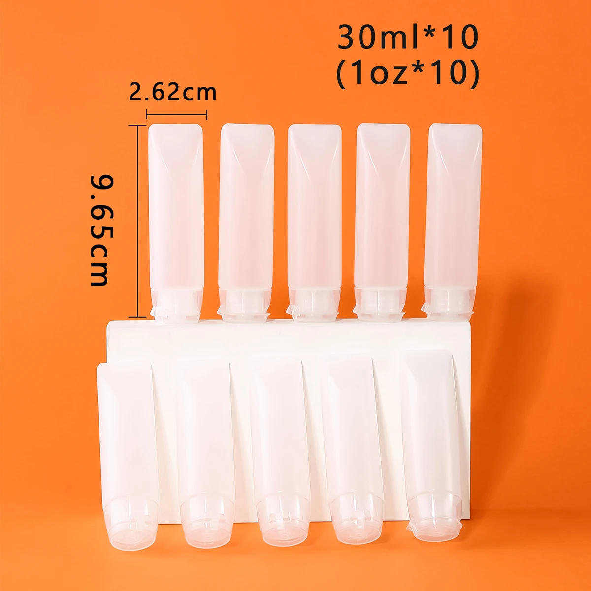 10pcs 30/50ml Empty Refillable Plastic Soft Travel Squeeze Tube Bottles Translucent Cosmetic Containers with Flip Cover