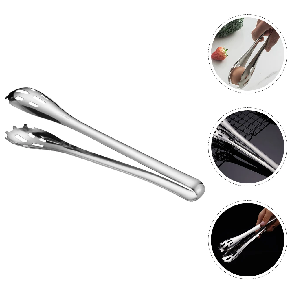 

Stainless Steel Food Serving Tongs Kitchen Cooking Tool Bbq Bread Dessert Clamp Lightweight Portable Banquet Picnic Camp