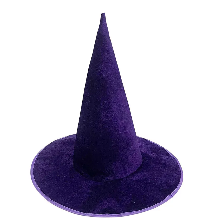 Hexenhut Halloween Farbiger Flanell Hexenhut Dunkler Hexenhut Zauberer Halloween Hexenhaarschmuck für Familienfestparty – Detail 15