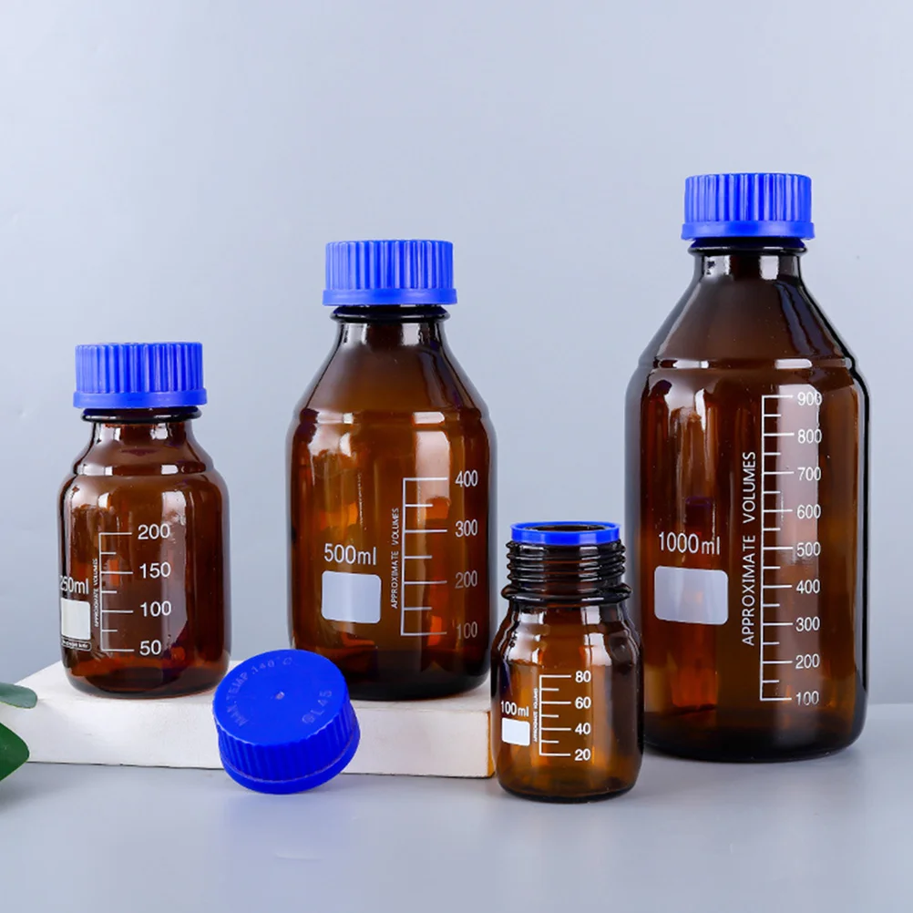 

3Pcs 100Ml Glass Reagent Bottles Strong Sealing Chemical Sample Container for Laboratory Medicine Refillable Storage Bottle