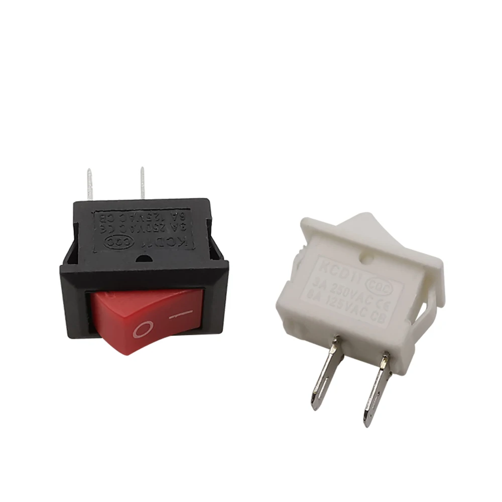 10Pcs KCD11 10x15mm Rocker Switch Mini 2Pin 3Pin Push Button Switch ON-OFF / ON-OFF-ON Boat Rocker Switch Black/White/Red