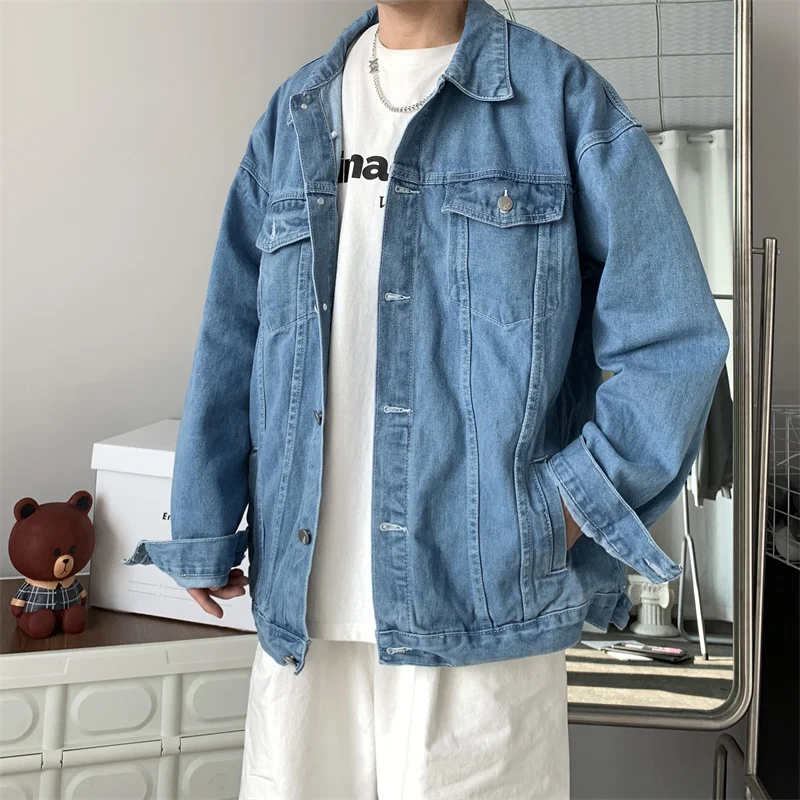 Spring Autumn New Mens Lapel Denim Jacket Coat M-5XL Hip Hop Wind Casual Coat Cotton Plus Size Denim Jacket Men Hole Clothes