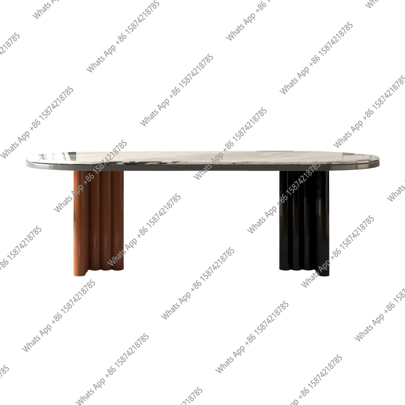 طاولة طعام من الرخام الأبيض Q Panda خفيفة فاخرة ذات إحساس عالٍ وحديثة وبسيطة منزلية وشقة صغيرة شبه دائرية علامة تبويب كلاسيكية فرنسية