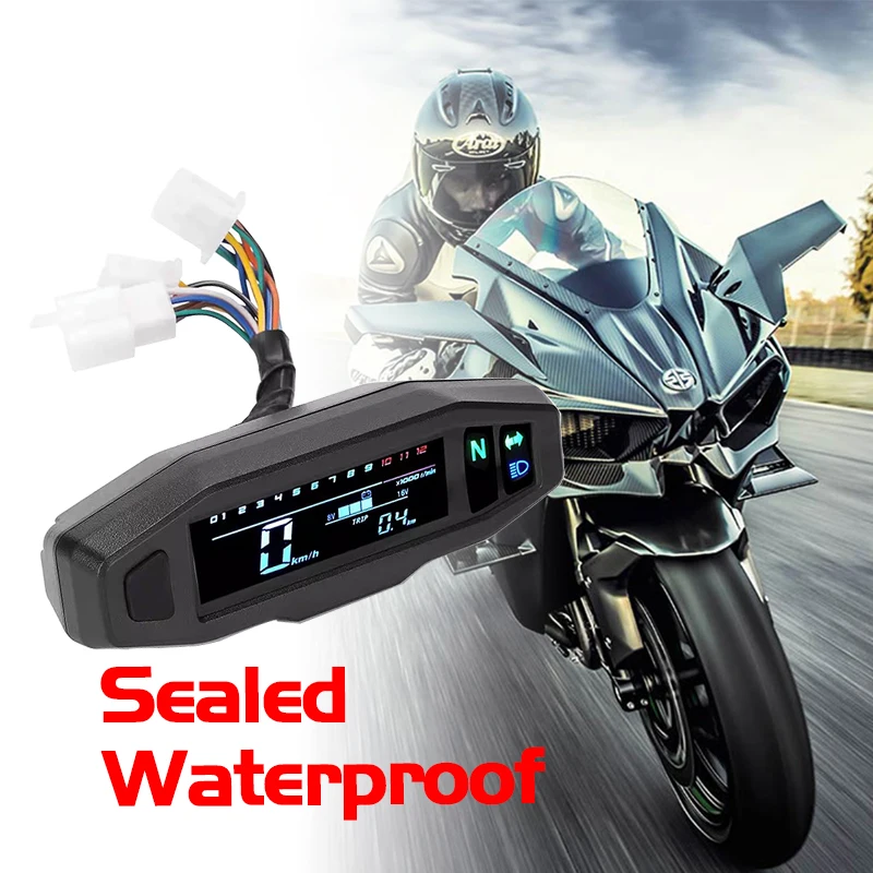 

Universal LCD Digital Motorcycle Meter Speedometer Odometer RPM Fuel Meter LCD Digital Gauge Turn Signal Light for All Motor