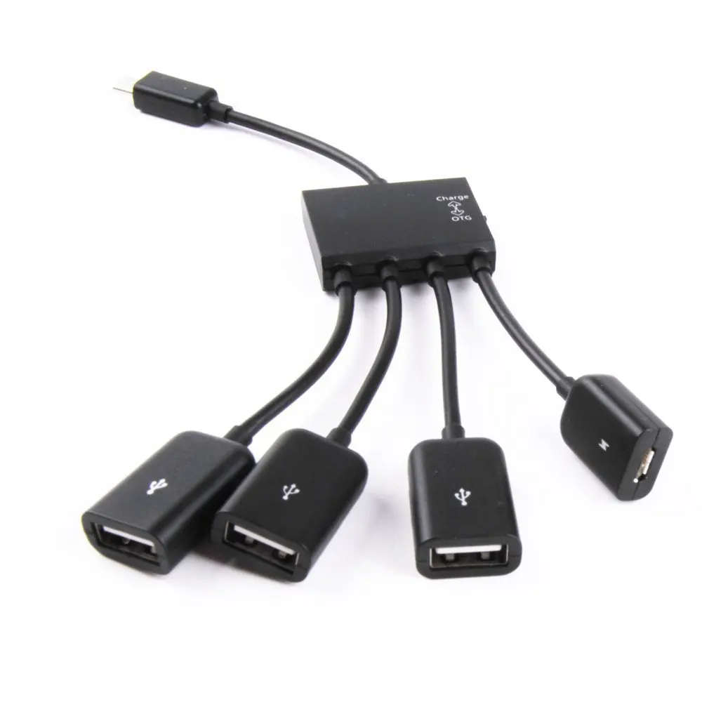 Hot 4 Port Micro USB Type-c Power OTG Extender Hub Cable Black For Android Tablet Smartphone U disk Mouse Accessories image 5