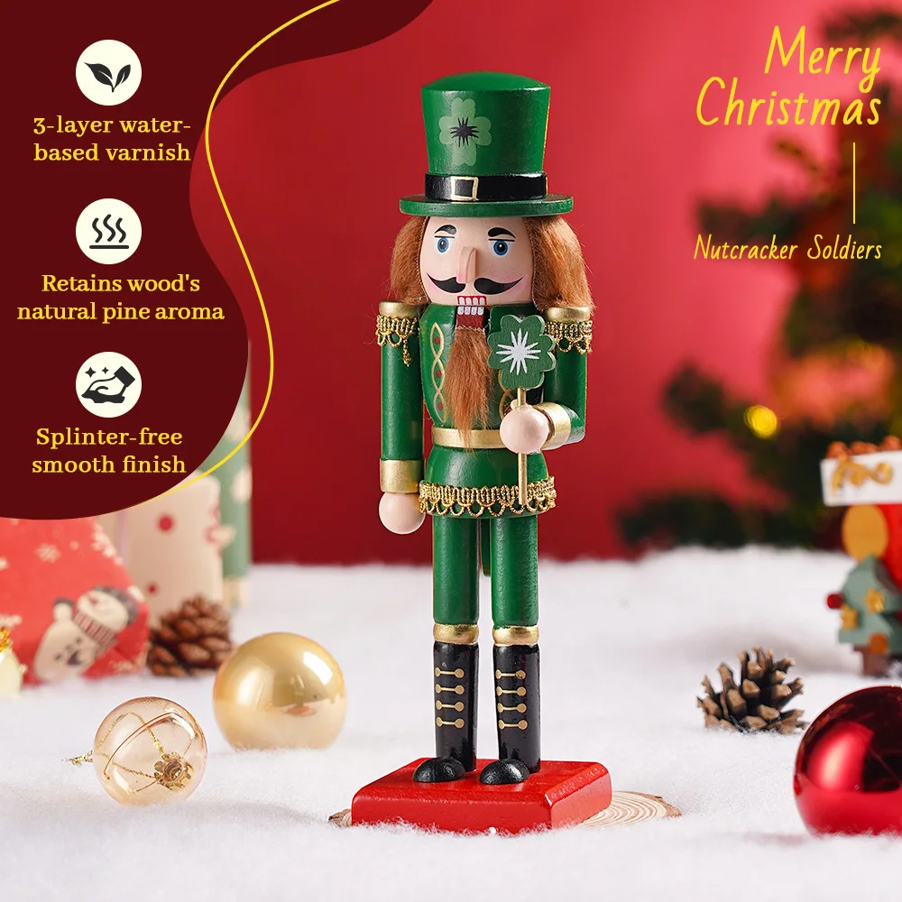 25CM Christmas Nutcracker Puppet Wooden Handmade Nutcracker Soldier Gingerbread Man Doll Ornament Christmas Gift Home Decoration