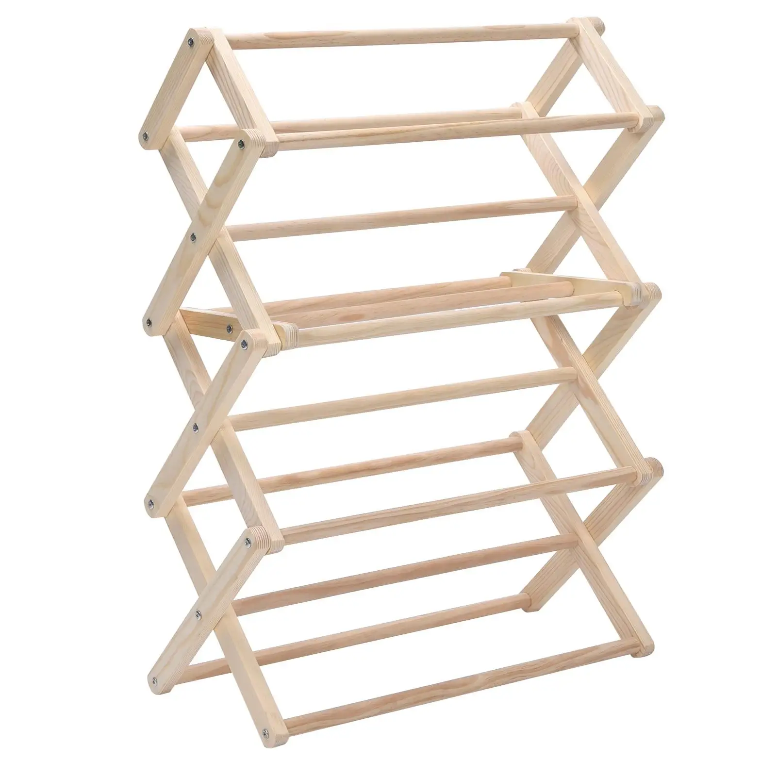 Collapsible Wooden Clothes Drying Rack - Laundry Hanger & Organizer for Home - Space-Saving Accessory