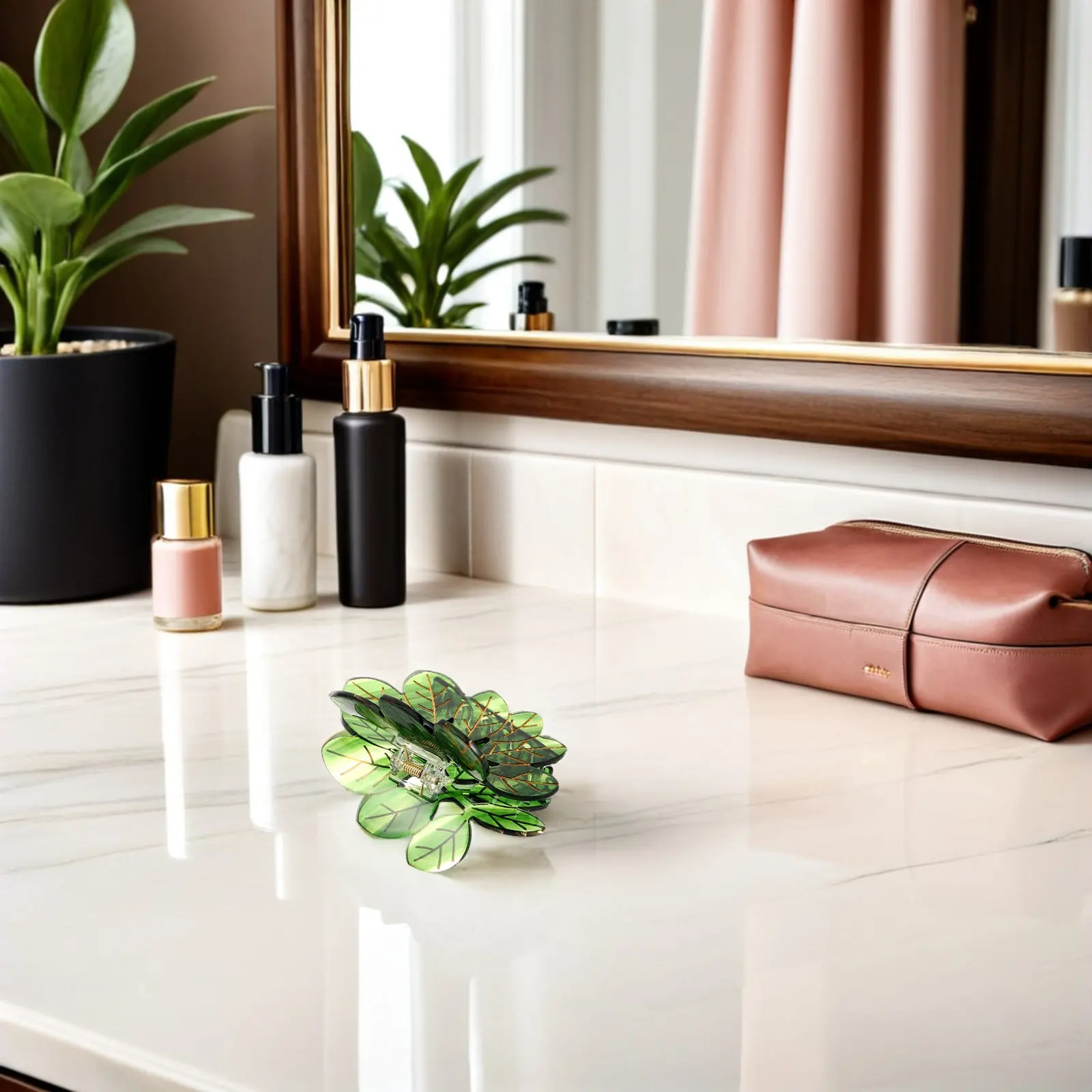 

Заколка-краб для волос Leaf, глубокий зеленый цвет, из ацетата, изогнутый дизайн, прочная фиксация, для густых волос, аксессуар для укладки, пляжные заколки-крабы