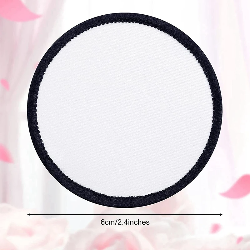 80 Pieces Sublimation Patch Blanks Quality Fabric Iron-On Circular Blank Patch For Clothes, Hats, Uniforms, Backpacks