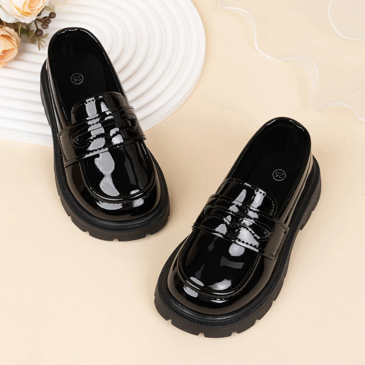 

Детские лоферы на платформе для девочек, туфли-балетки из лакированной кожи для малышей, школьная форма, повседневная и праздничная обувь