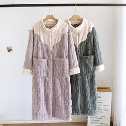 2026 Autumn/Winter New Coral Fleece Nightgown Women's Plush Thickened Nightgown Bathrobe Long Flannel Home Robe Ladies Nightgown
